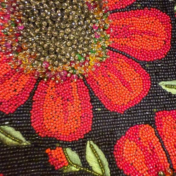 Mary Frances Red and Green Beaded Floral Bag - Picture 2 of 6